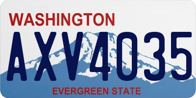 WA license plate AXV4035