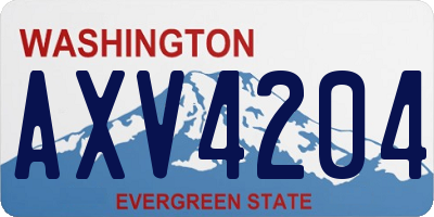 WA license plate AXV4204