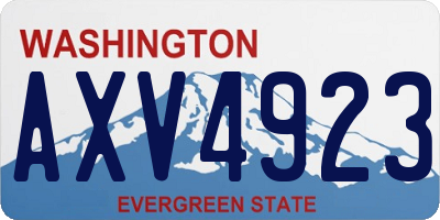 WA license plate AXV4923