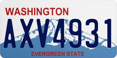 WA license plate AXV4931
