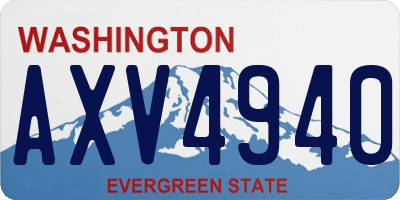 WA license plate AXV4940