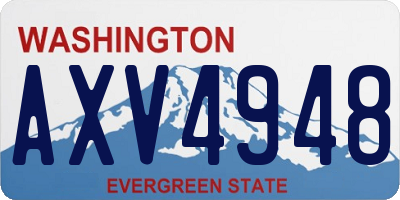 WA license plate AXV4948