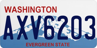 WA license plate AXV6203