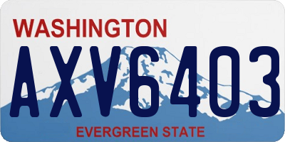 WA license plate AXV6403