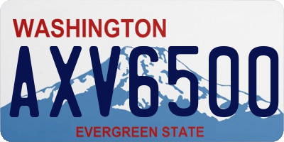WA license plate AXV6500