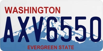 WA license plate AXV6550