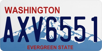 WA license plate AXV6551