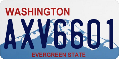 WA license plate AXV6601