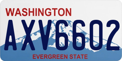 WA license plate AXV6602
