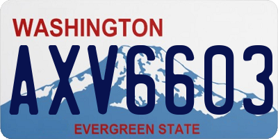 WA license plate AXV6603