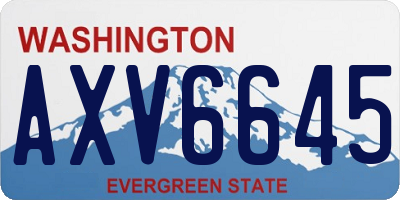 WA license plate AXV6645