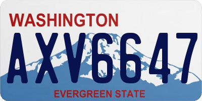 WA license plate AXV6647
