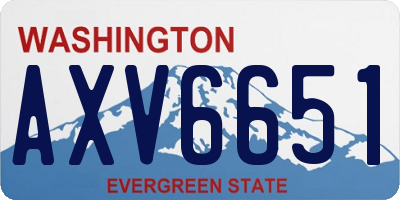 WA license plate AXV6651