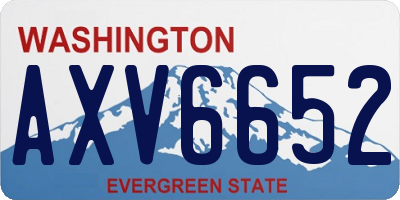 WA license plate AXV6652