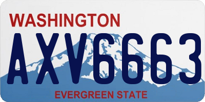 WA license plate AXV6663