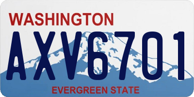 WA license plate AXV6701