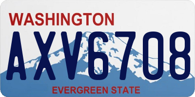WA license plate AXV6708