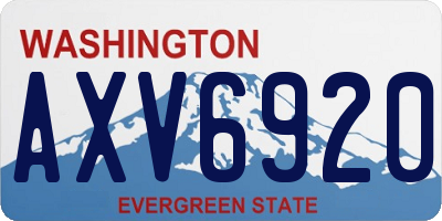WA license plate AXV6920