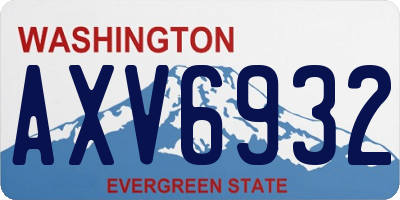 WA license plate AXV6932