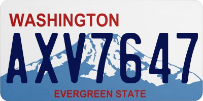WA license plate AXV7647