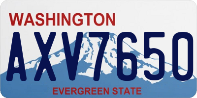 WA license plate AXV7650