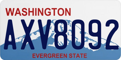 WA license plate AXV8092