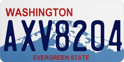 WA license plate AXV8204