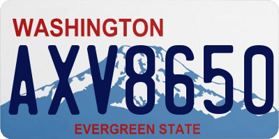 WA license plate AXV8650