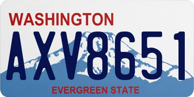 WA license plate AXV8651