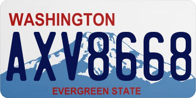 WA license plate AXV8668