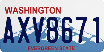 WA license plate AXV8671