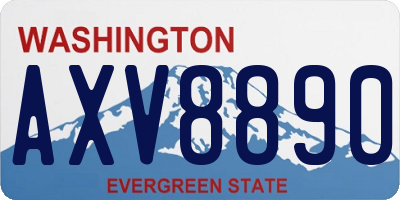 WA license plate AXV8890