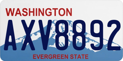 WA license plate AXV8892