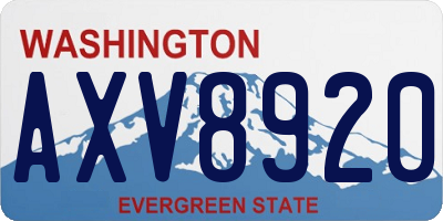 WA license plate AXV8920