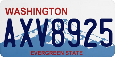 WA license plate AXV8925