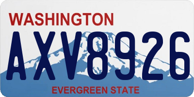WA license plate AXV8926