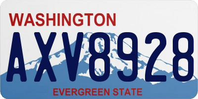 WA license plate AXV8928