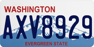 WA license plate AXV8929
