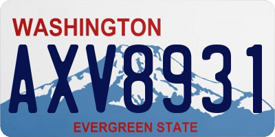 WA license plate AXV8931