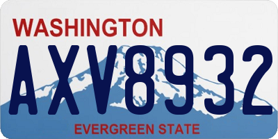 WA license plate AXV8932
