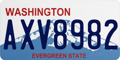 WA license plate AXV8982