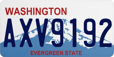 WA license plate AXV9192
