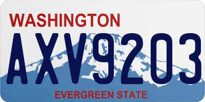 WA license plate AXV9203