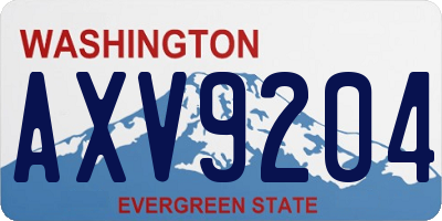 WA license plate AXV9204