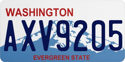 WA license plate AXV9205