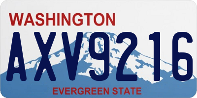 WA license plate AXV9216