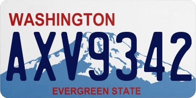 WA license plate AXV9342