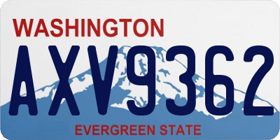 WA license plate AXV9362