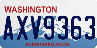 WA license plate AXV9363