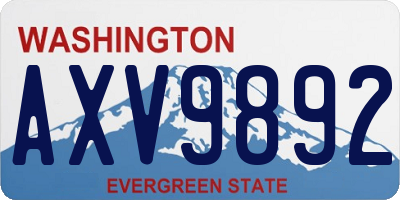 WA license plate AXV9892